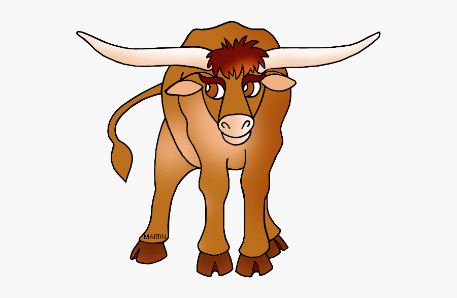 United States Clip Art By Phillip Martin, Texas State - Texas Longhorn Cow Clipart, Transparent Clipart