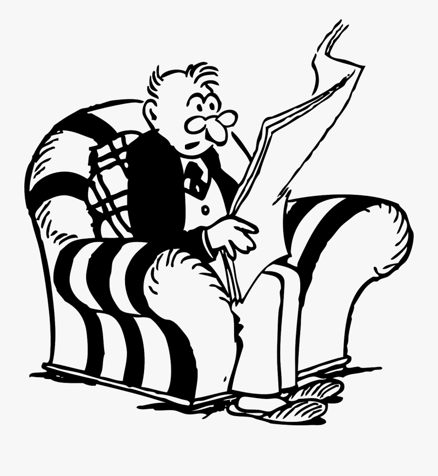 Man Reading Newspaper - Interesting Clipart Black And White, Transparent Clipart