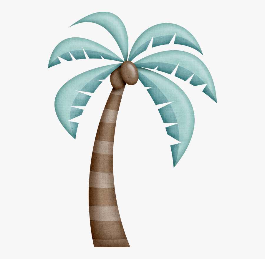 Beach With Palm Trees Vector Illustration - Aesthetic Palm Tree Clipart, Transparent Clipart