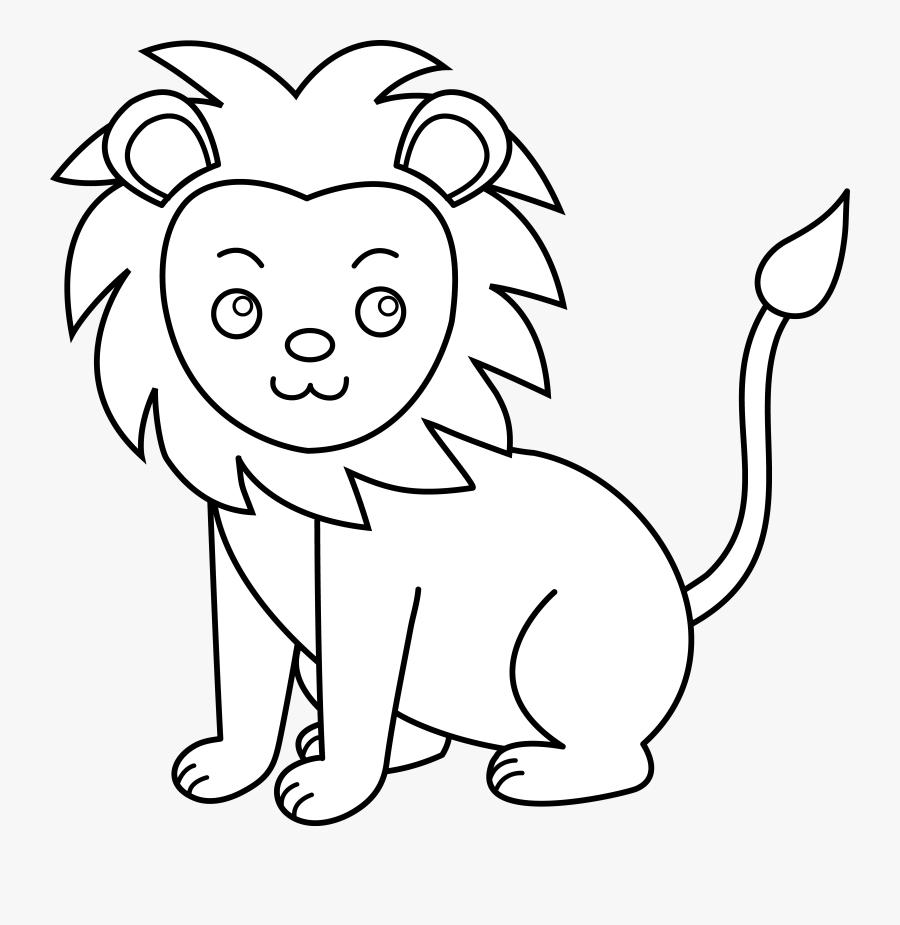 Cute Lion Clipart Black And White - Lion Png Black And White, Transparent Clipart