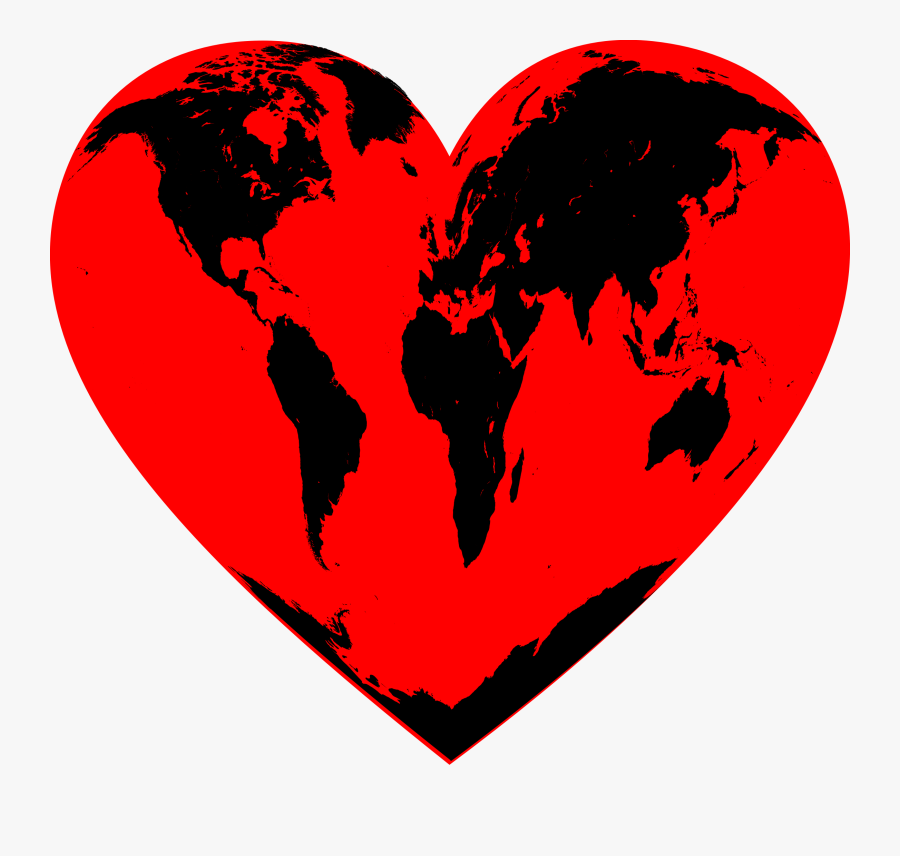 Heart Earth Clipart - Heart World Map Vector, Transparent Clipart