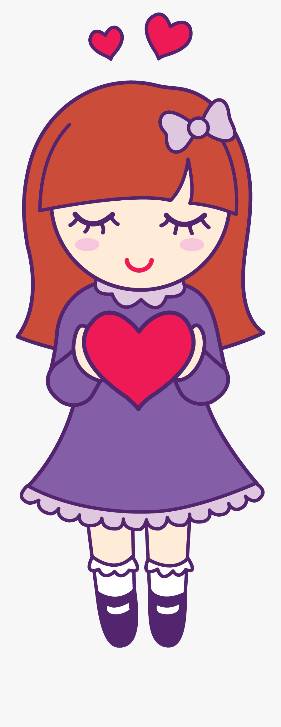 Free Girl Clipart - Girl Holding Heart Clipart, Transparent Clipart