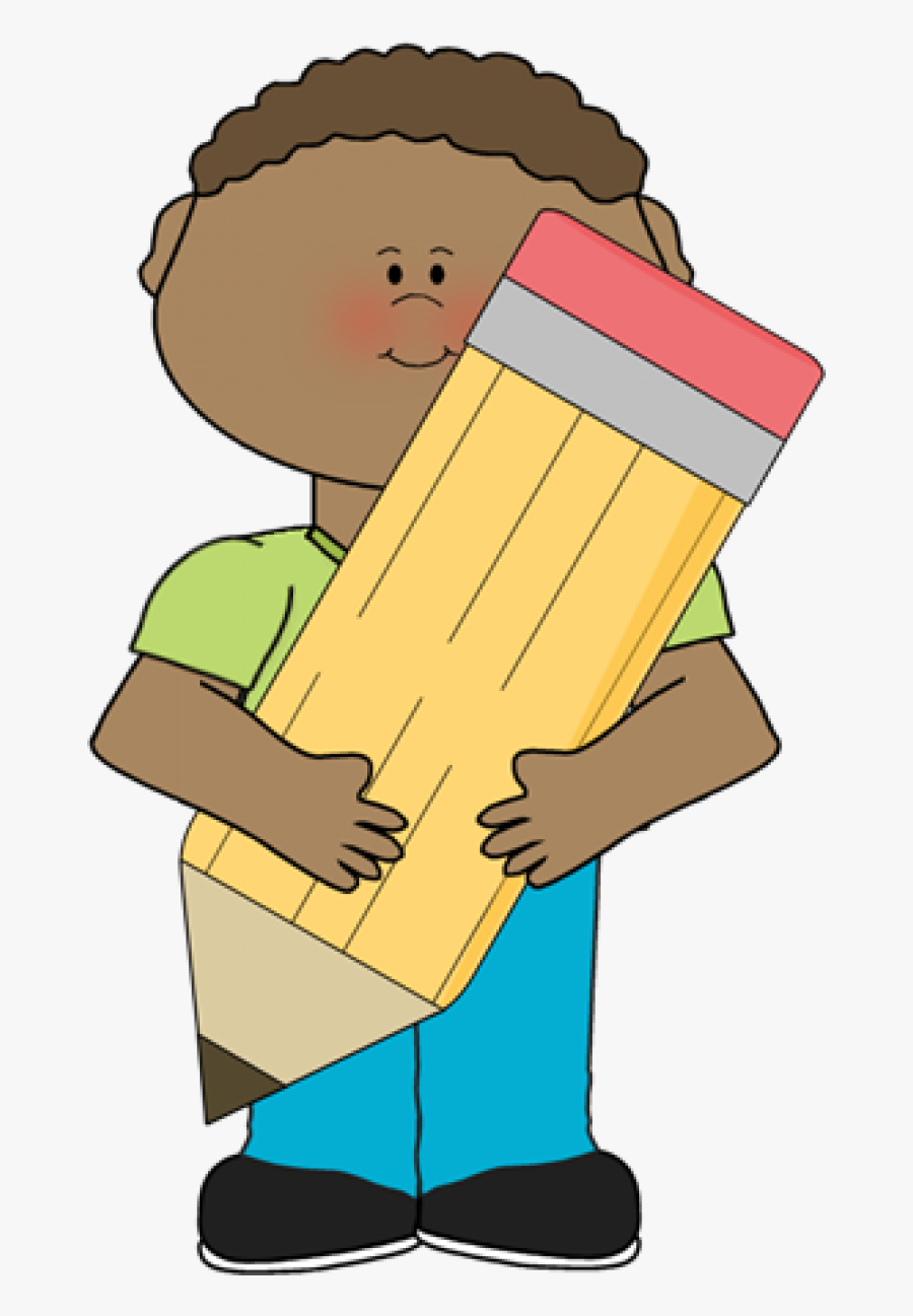 Writing Clipart Pencil - Boy Holding Pencil Clipart, Transparent Clipart