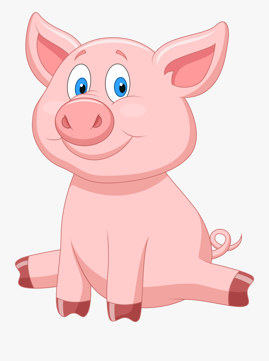 Pig Clipart Cochon - Pig Cartoon Sitting, Transparent Clipart