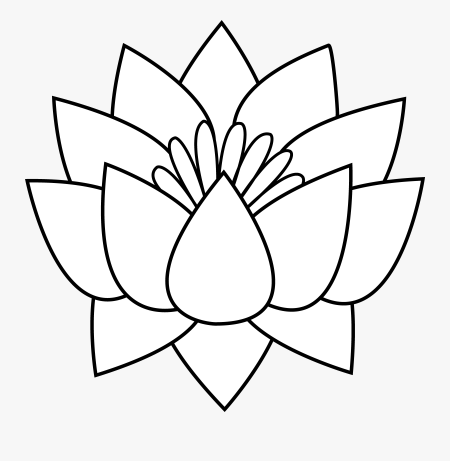 Gallery Flower Line Drawing Clip Art Free, - Lotus Flower Line Art, Transparent Clipart