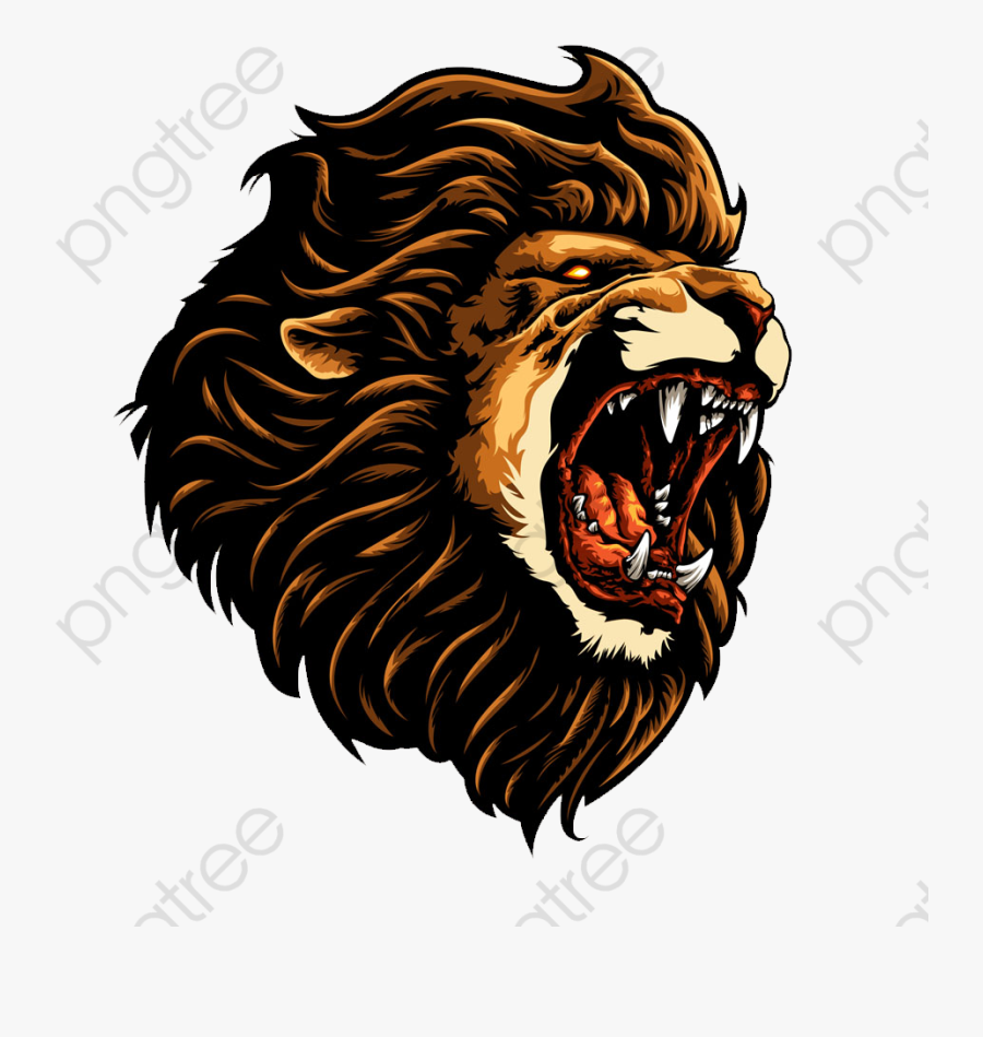 Lion Clipart Head - Roaring Lion Drawing Color, Transparent Clipart
