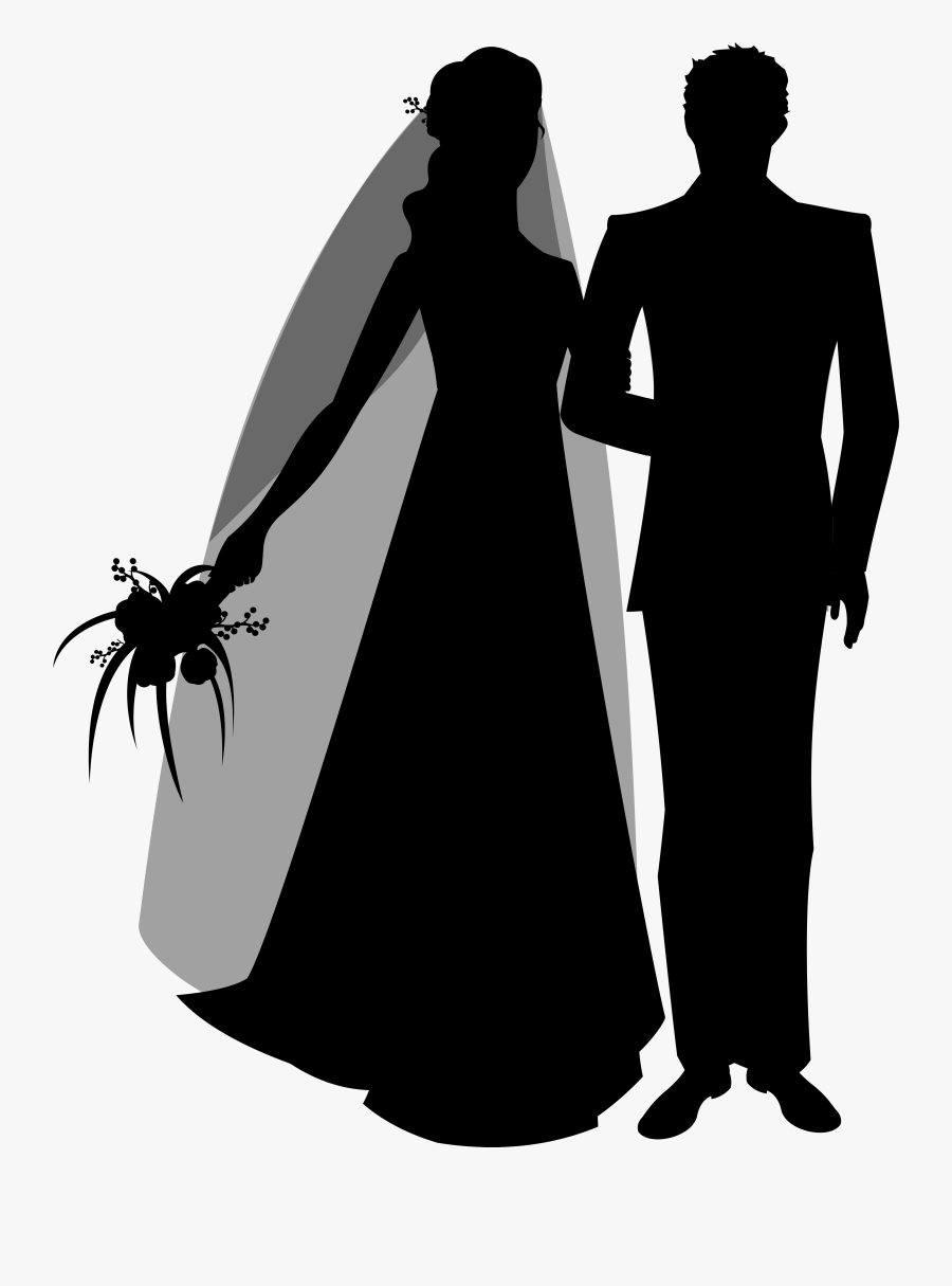 Wedding Couple Silhouette Clip Art - Wedding Couple Silhouette Png, Transparent Clipart