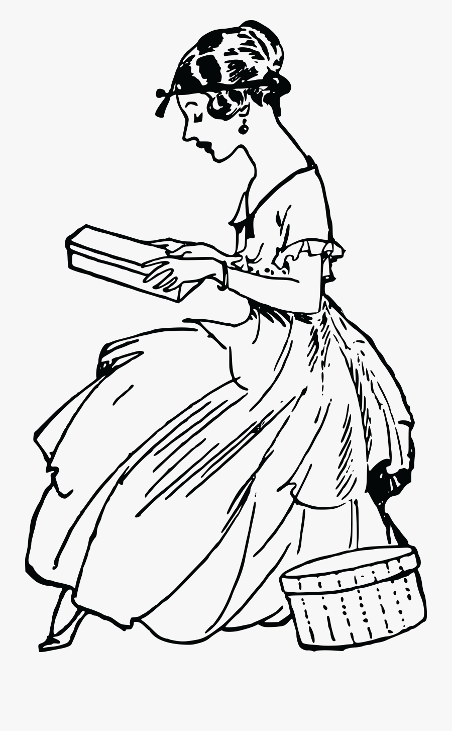 Free Clipart Of A Vintage Woman Reading - Woman Reading Black And White Clipart, Transparent Clipart