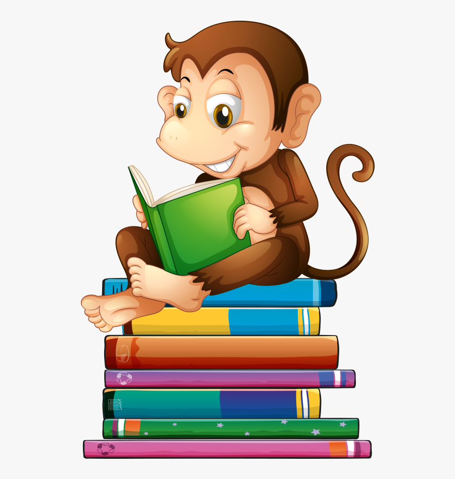Clip Art Monkey Reading Clipart - Monkey Reading A Book, Transparent Clipart
