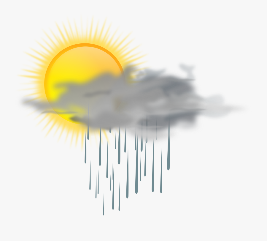Weather Icon - Sun Rain - Sun And Rain Clouds, Transparent Clipart