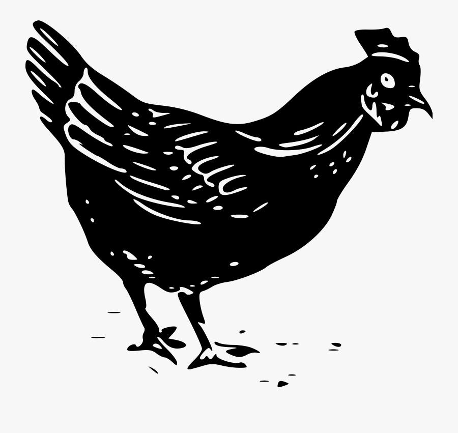 Black And White Rooster - Black And White Chicken Clip Art, Transparent Clipart
