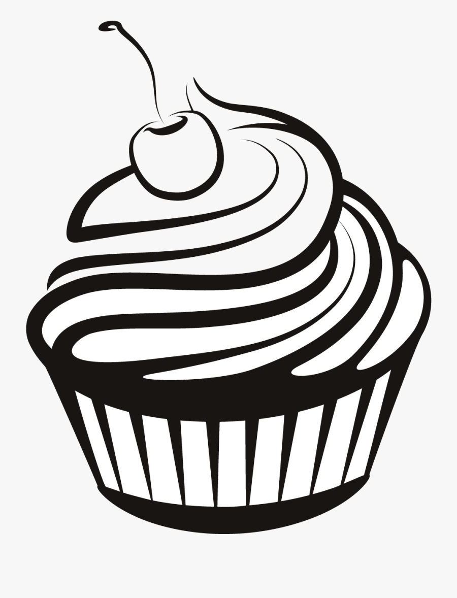 Cupcake Black And White Drawings Cupcakes Clipart Transparent - Cupcake Clipart Black And White, Transparent Clipart