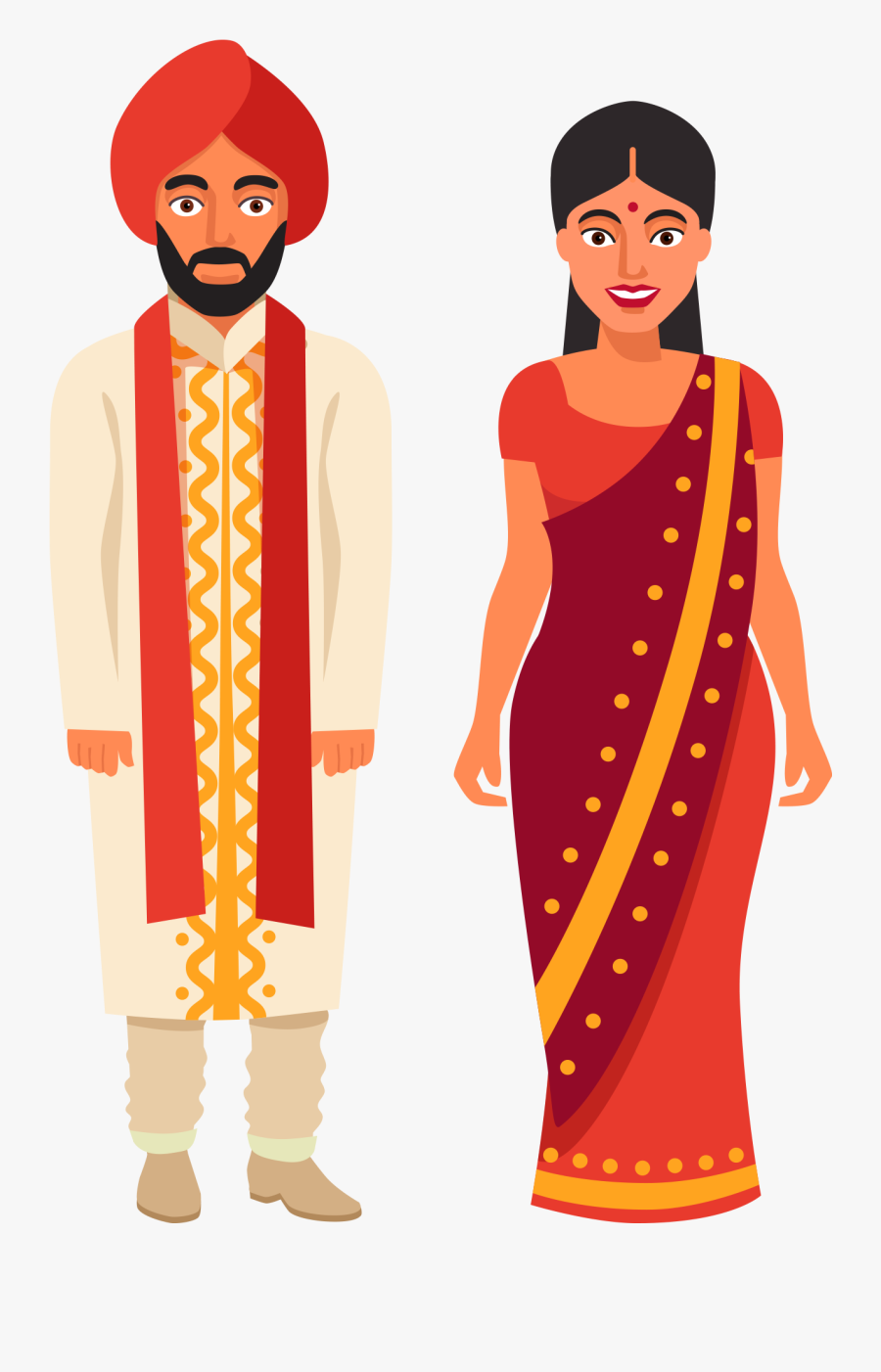 Indian Wedding Couple Png - Cartoon Indian Bride Png, Transparent Clipart