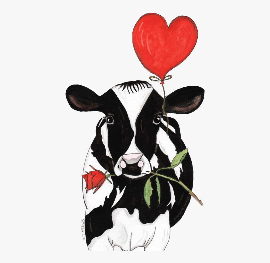 Rose Cartoon Cow Pictures, Valentine Cartoon, Cow Clipart, - Love Cow, Transparent Clipart
