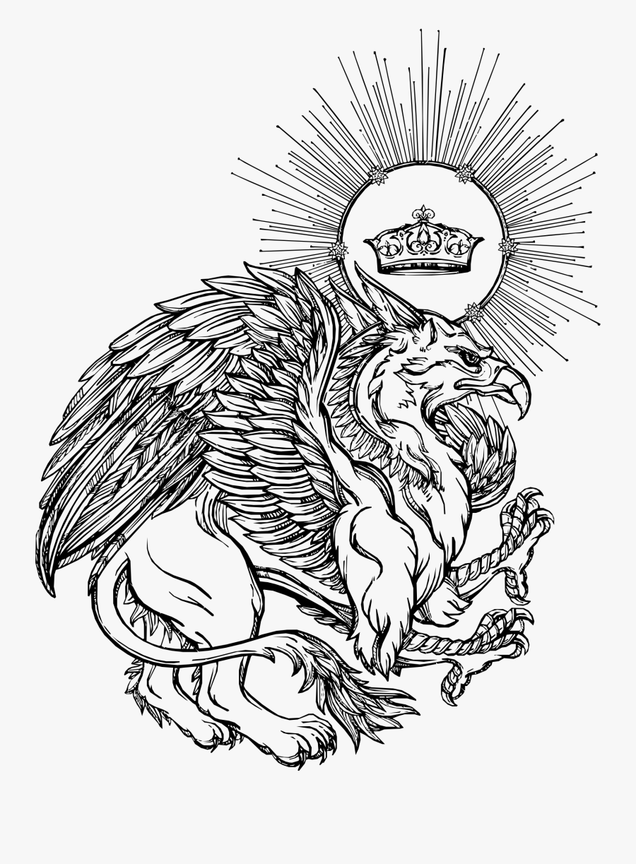 Black Lion Clipart With Crown - 格 里 芬 獅 鷲, Transparent Clipart