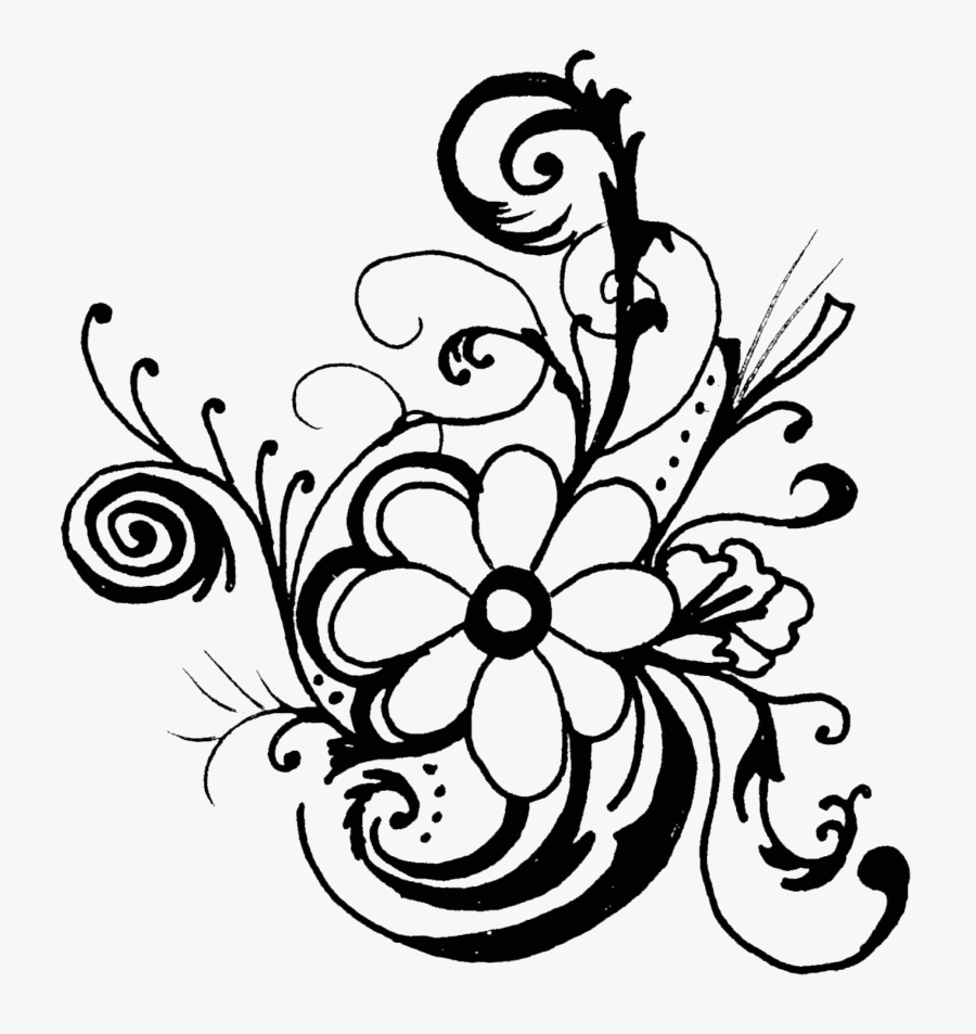 Black And White Flower Clipart, Transparent Clipart