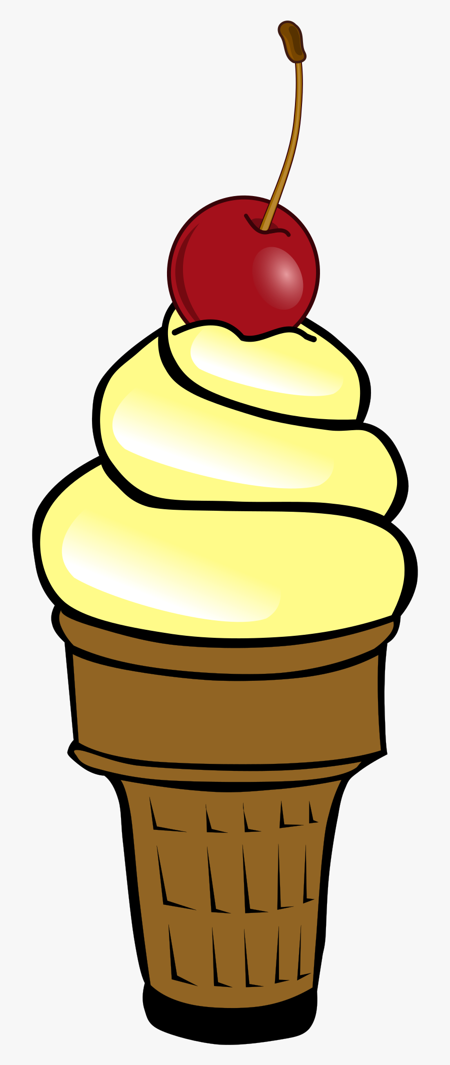 Soft Ice Cream With Cherry - Ice Cream Cone Clip Art, Transparent Clipart