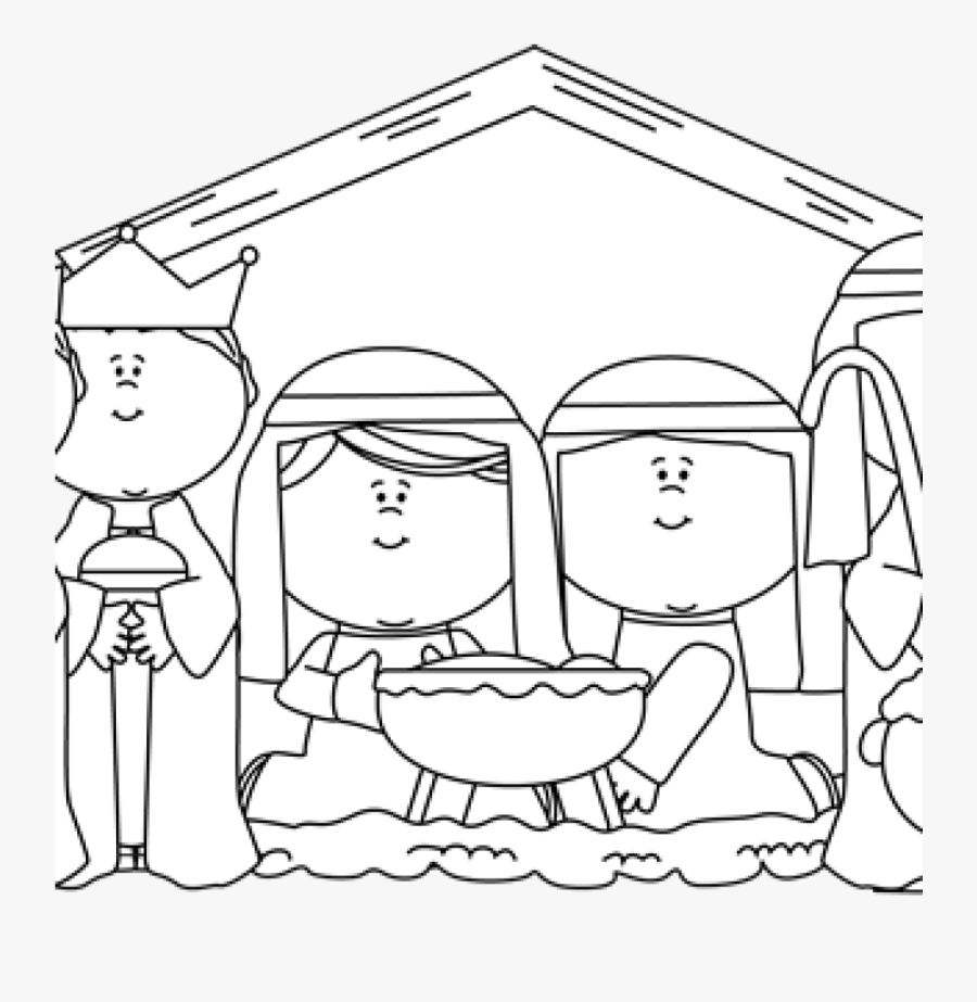 Transparent Wise Men Png - Christmas Manger Clipart Black And White, Transparent Clipart