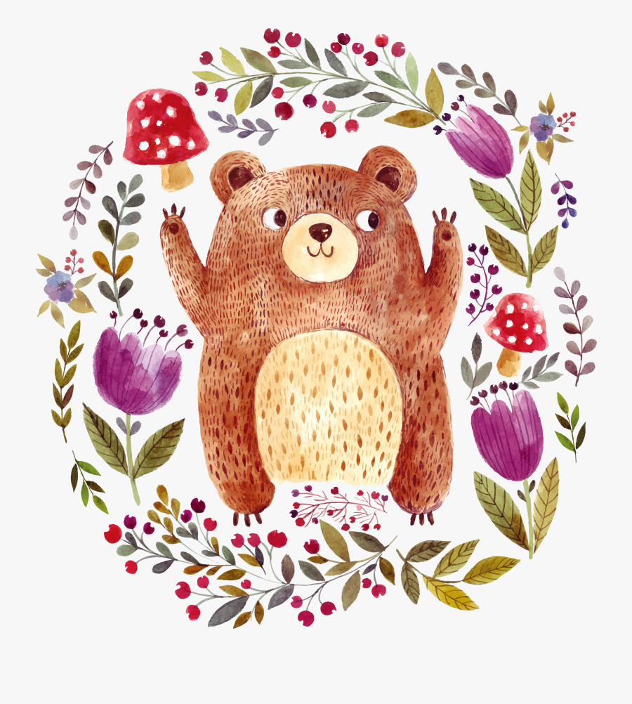 Transparent Teddy Bear Vector Png - Animales Acuarela Png, Transparent Clipart