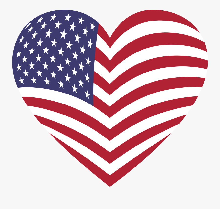 American Flag Heart Free, Transparent Clipart