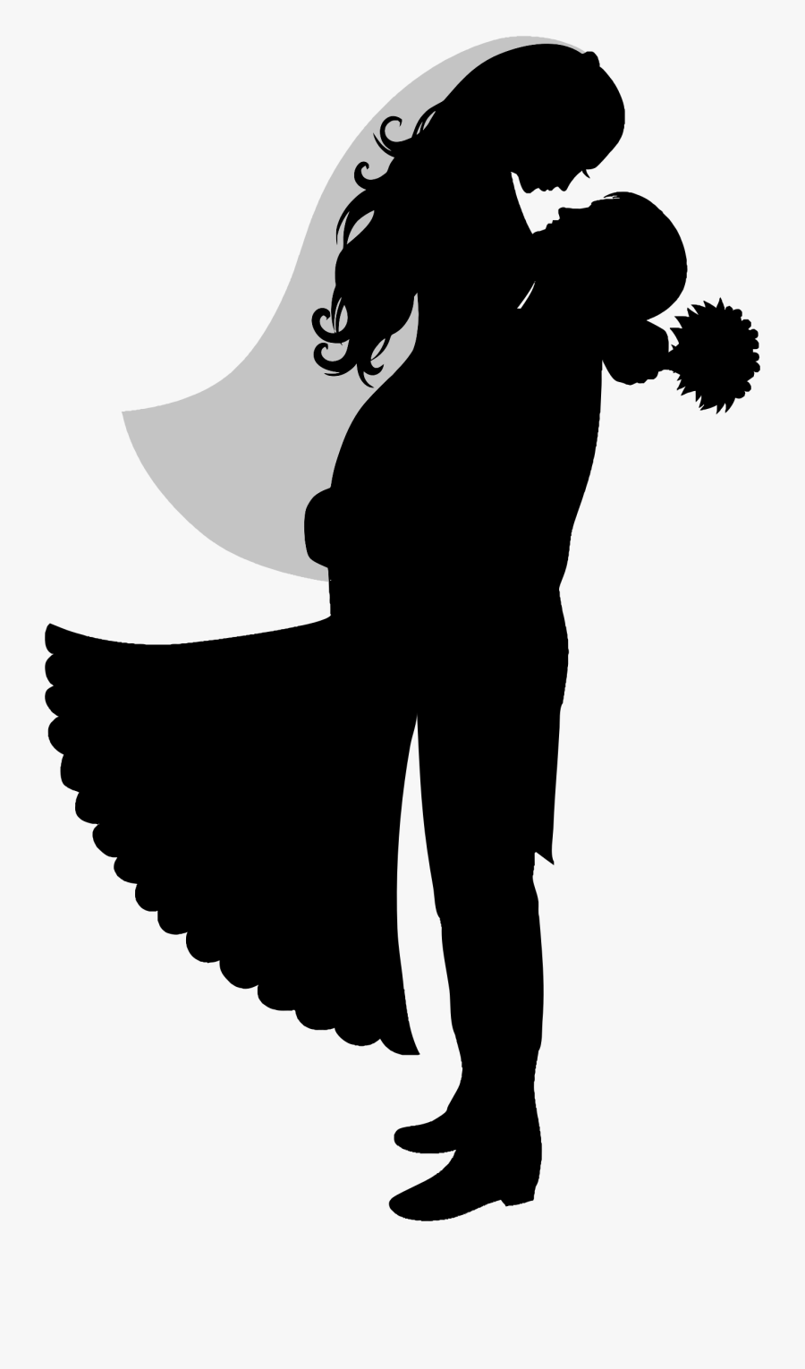 Wedding Clipart Groom Silhouette - Vector Bride And Groom Silhouette, Transparent Clipart