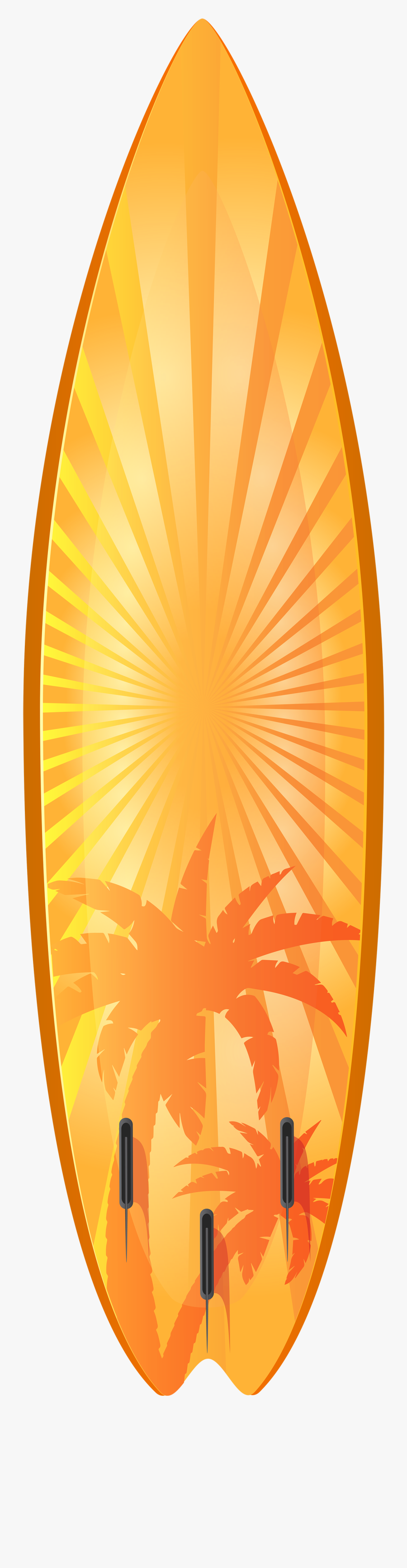 Orange Surfboard With Palm Trees Transparent Clip Art - Vector Surfing Board Png, Transparent Clipart