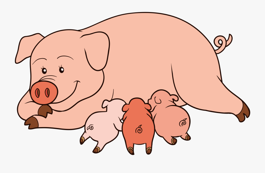 Pinterest Clip Art - Pig With Piglets Clipart, Transparent Clipart