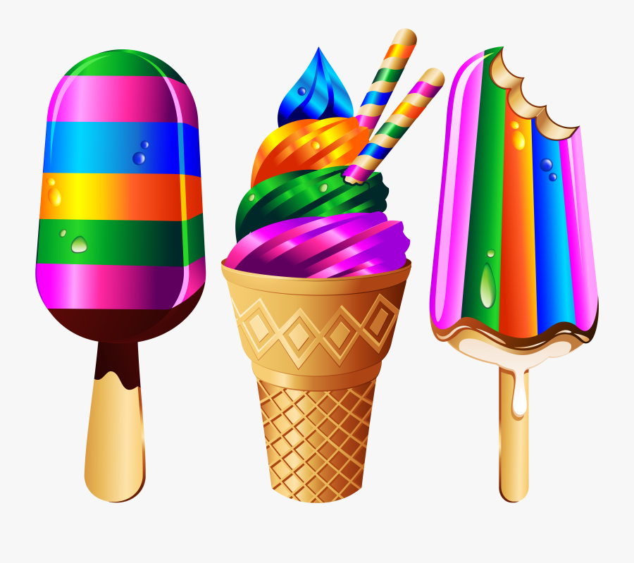 Glaces Ice Cream Clipart, Rainbow Bubbles, Color Vector, - Transparent Background Ice Cream Clipart, Transparent Clipart