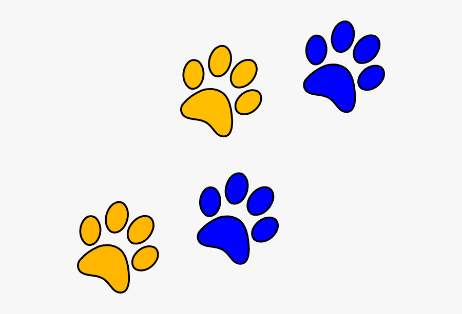 Cougar Paws Clip Art - Blue And Gold Paw Prints, Transparent Clipart