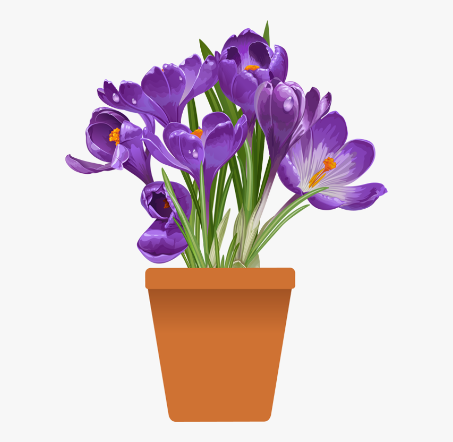 Clip Art Of Beautiful Plants For The Spring Garden - Purple Flower In Pot, Transparent Clipart