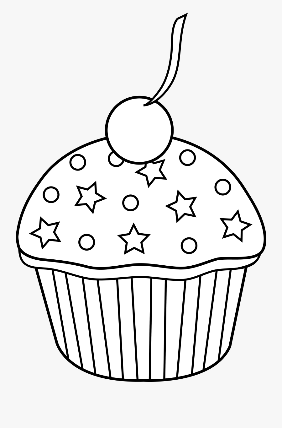 Cute Colorable Cupcake Design Free Clip Art - Cake Clipart Black And White Png, Transparent Clipart