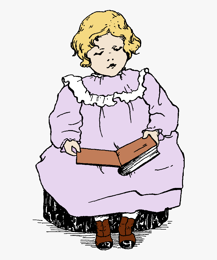 Clipart Girl Reading - Girl Reading A Book Printable, Transparent Clipart