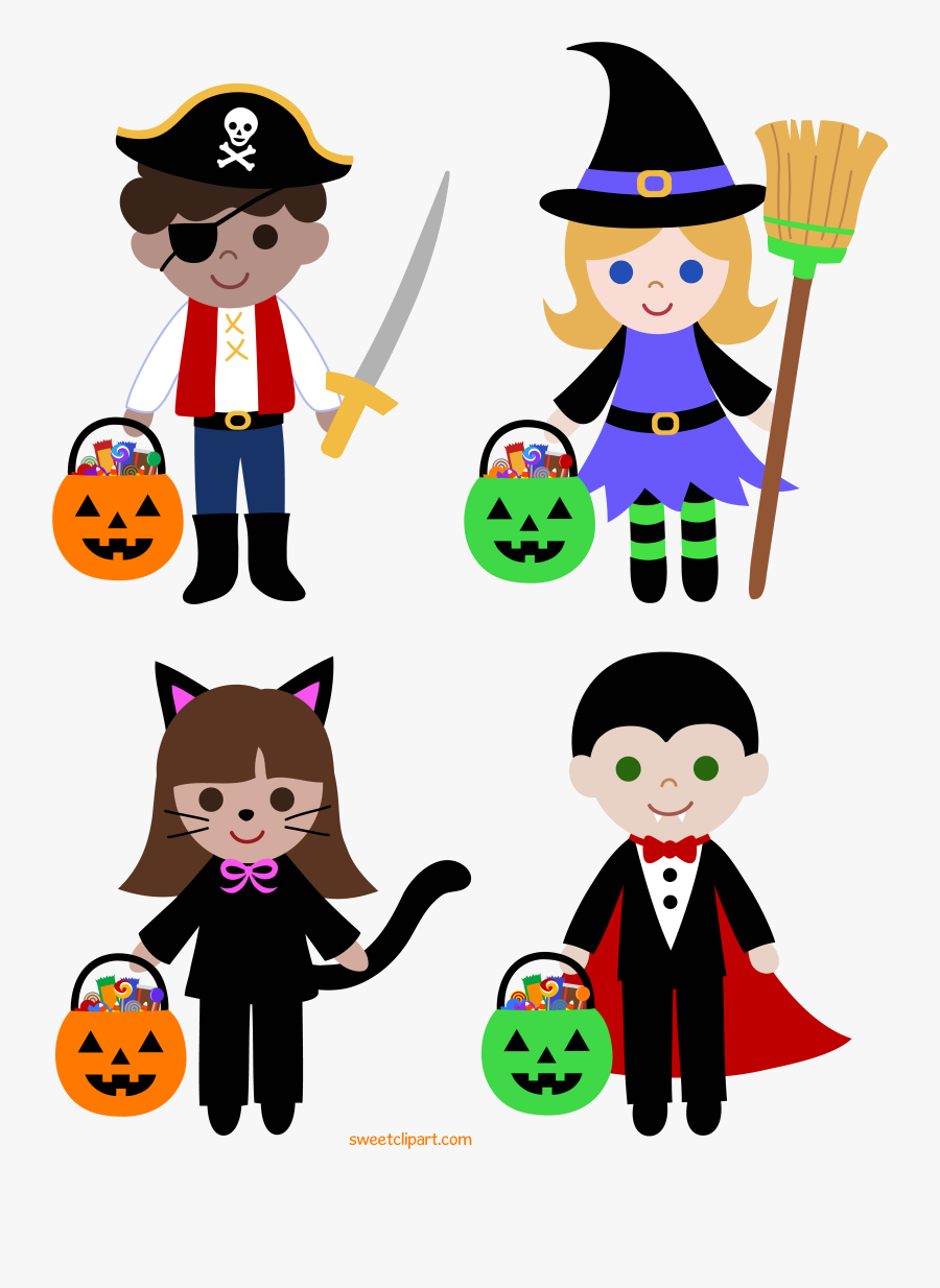 Halloween Clip Art Trick - Trick Or Treaters Children Clipart, Transparent Clipart
