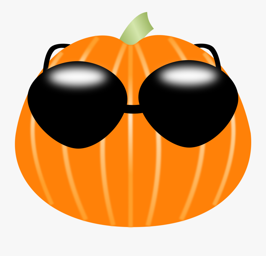 Pumpkin Wearing Sunglasses - Funny Pumpkin Clip Art, Transparent Clipart