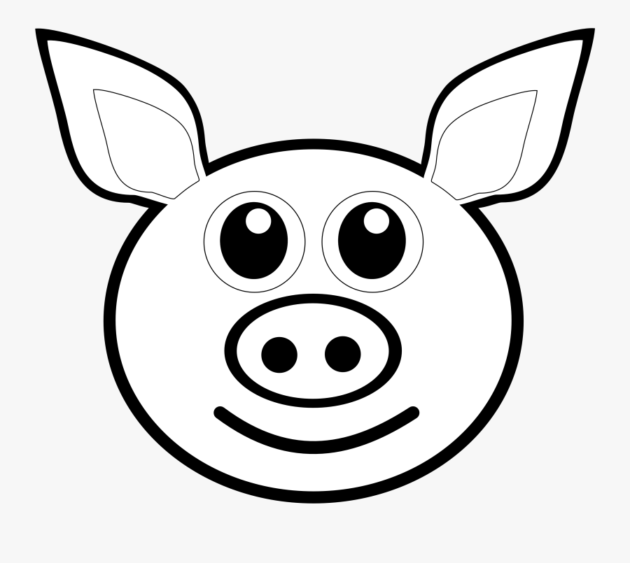 Pig - Clipart - Black - And - White - Draw A Pig Head, Transparent Clipart
