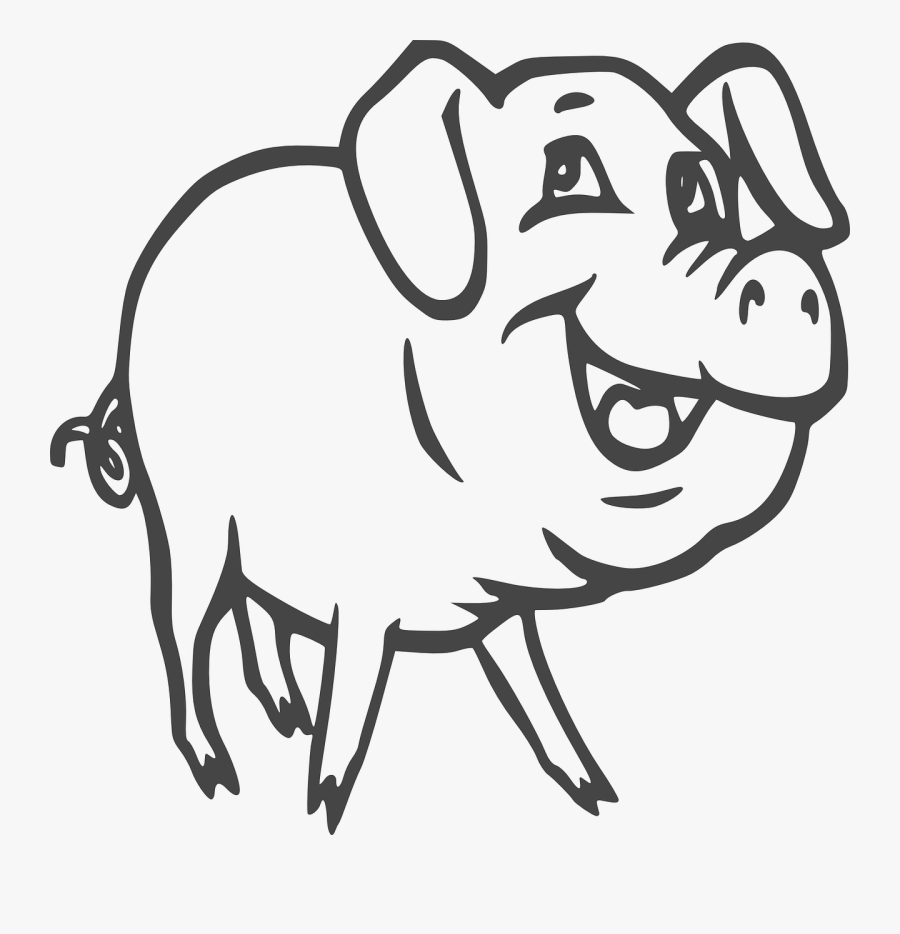 Pig Black Pig Clip Art - Drawing Of A Hog, Transparent Clipart