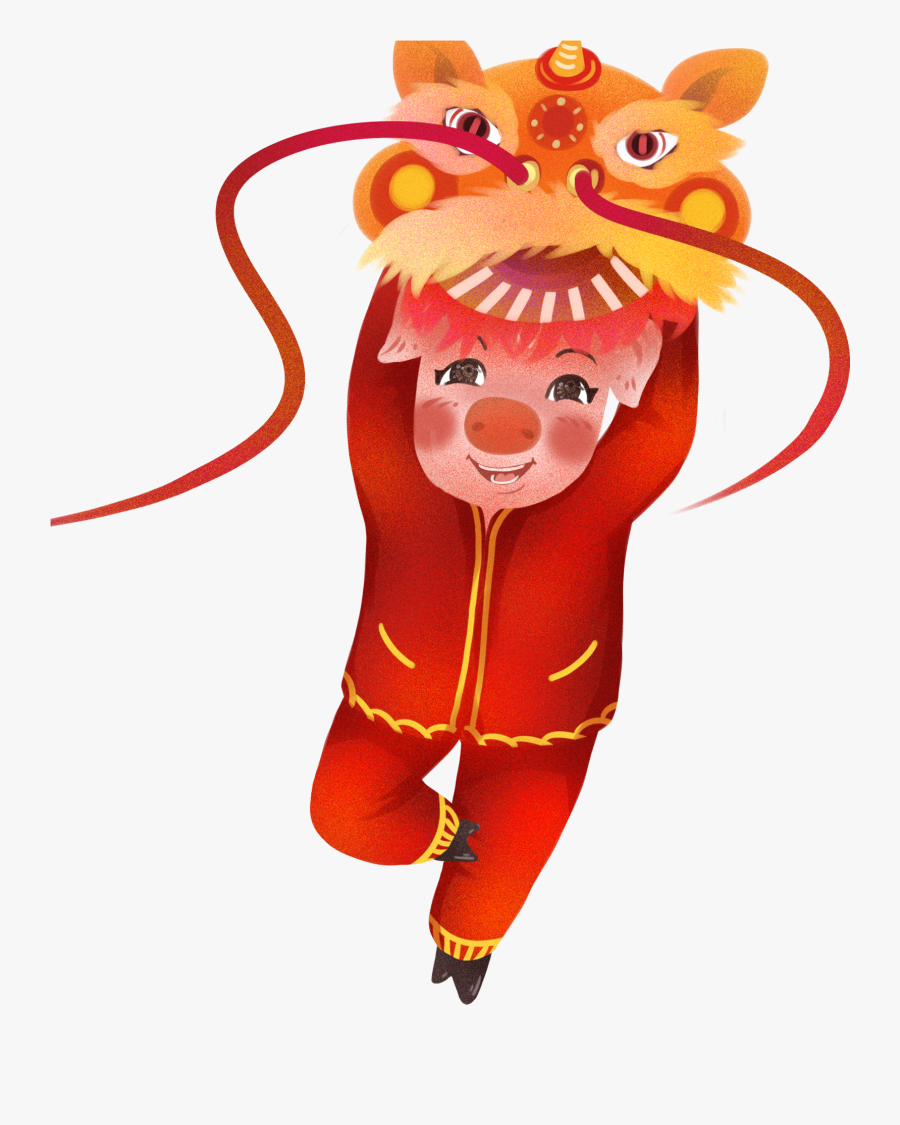 Hand Painted Festive Lion Dance Pig Png And Psd - Cartoon, Transparent Clipart