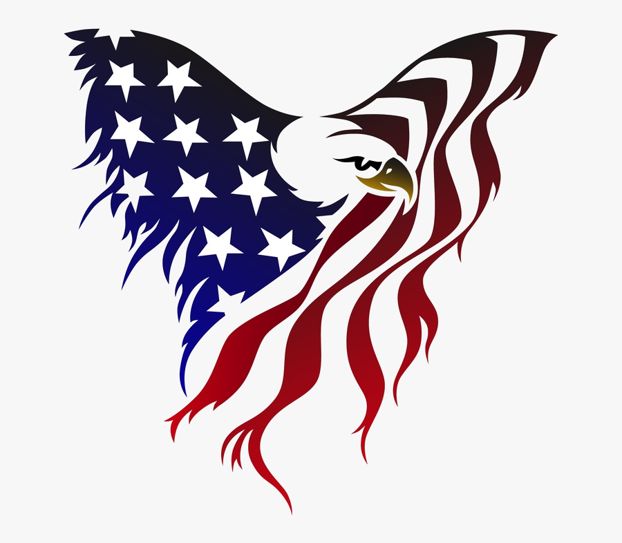 Eagle American Flag Clipart Collection With Transparent - American Flag Eagle Drawing, Transparent Clipart