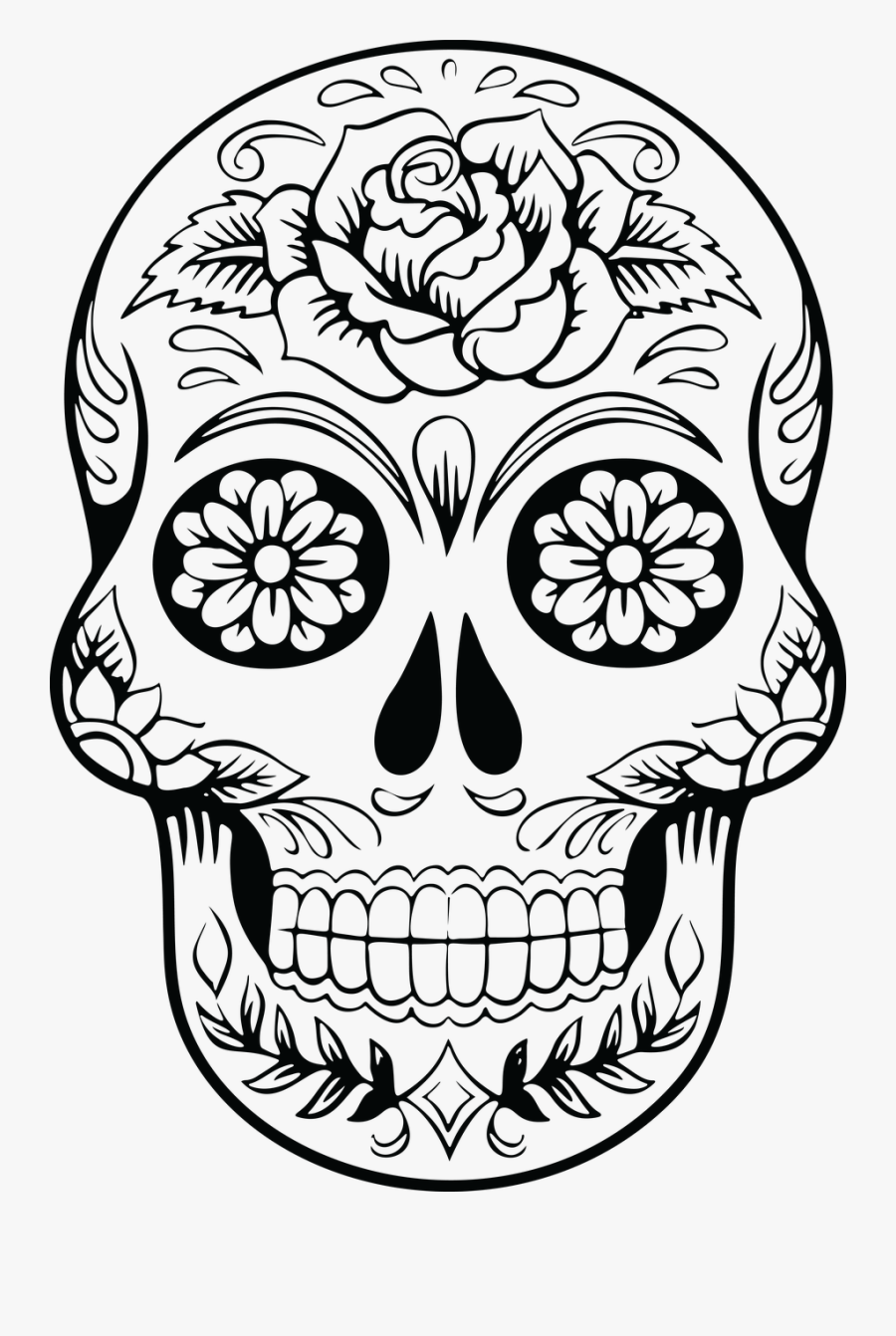 Line Art,head,skull - Free Sugar Skull Png, Transparent Clipart