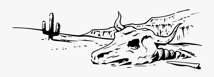 Cow Skull - Desert Cow Skull Drawing, Transparent Clipart