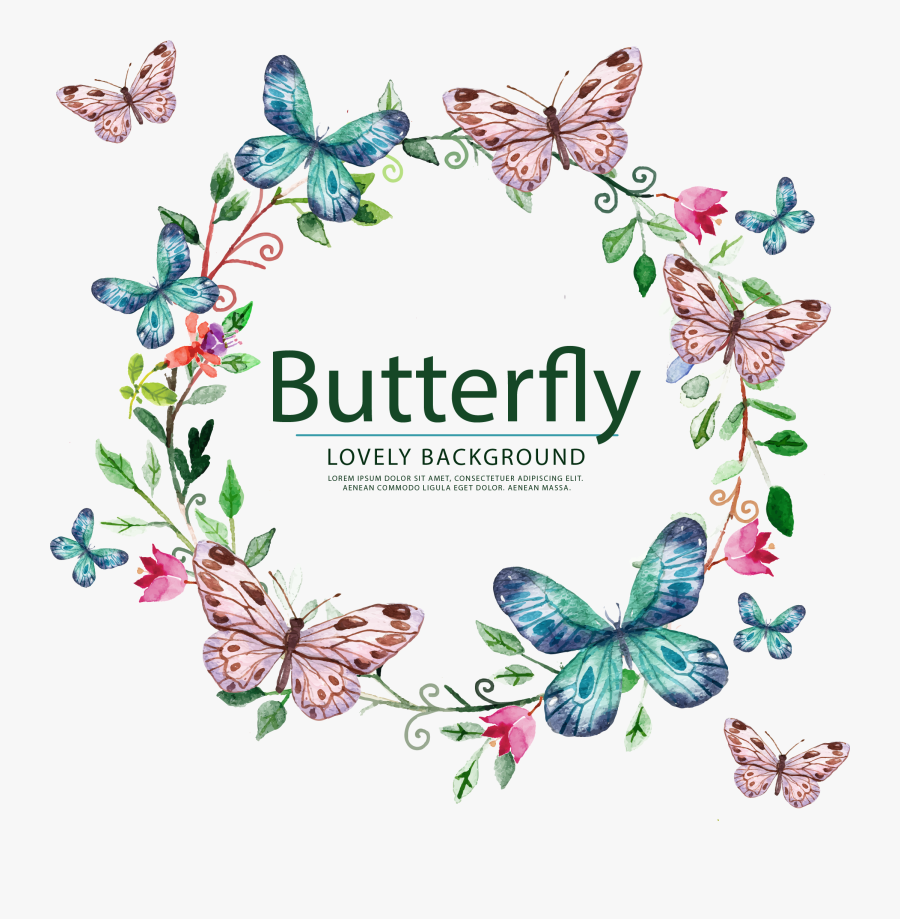 Butterfly Painted Sticker Hand Vector Wedding Label - Png Butterfly Wedding, Transparent Clipart