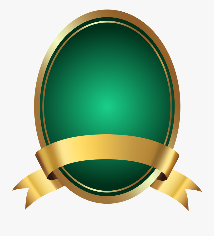 Green Label With Banner Png Clip Art Image - Transparent Background Gold Ribbon Png, Transparent Clipart