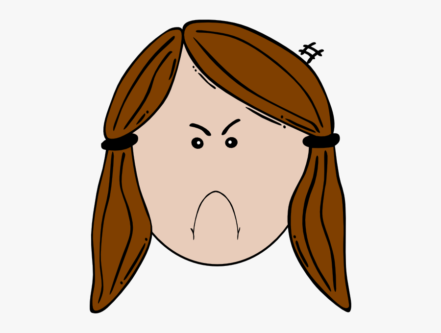 Brunette Clipart Smiley Face Girl - Sad Girl Face Cartoon, Transparent Clipart