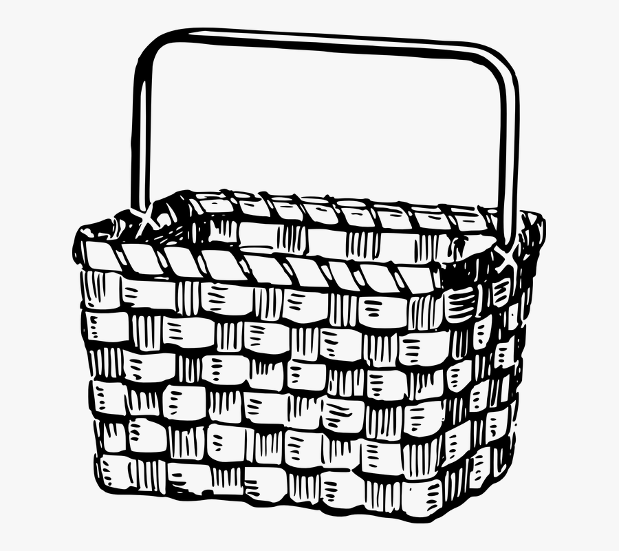 Basket Clipart Weaved Basket - Hot Air Balloon Basket Drawing, Transparent Clipart