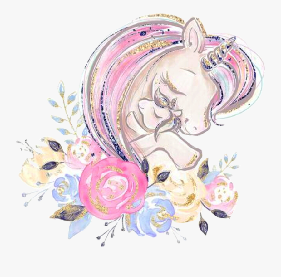 #watercolor #unicorn #babyanimals #babyunicorn #mother - Baby Unicorn Clip Art, Transparent Clipart