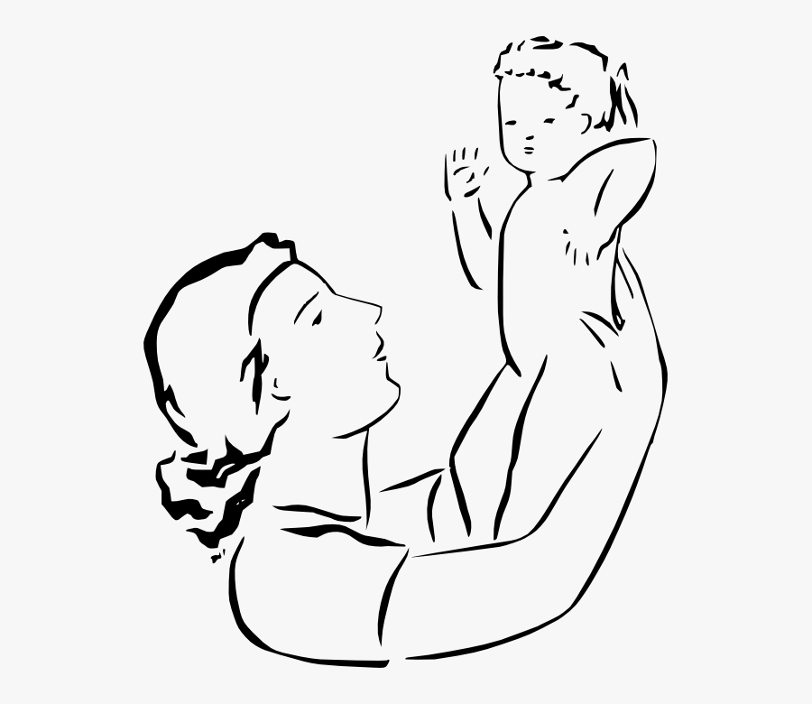 Mom Clipart - Newborn Baby And Mother Drawing, Transparent Clipart