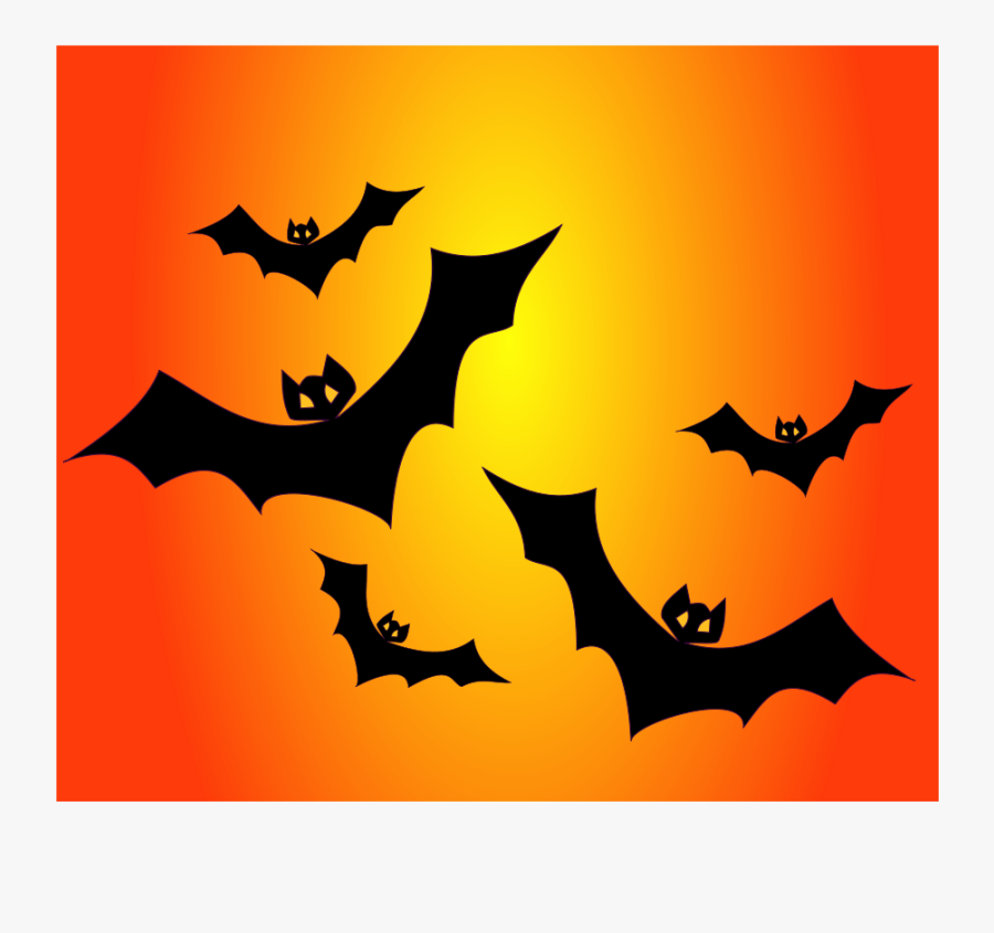 Bats - Halloween Bat Orange Background, Transparent Clipart