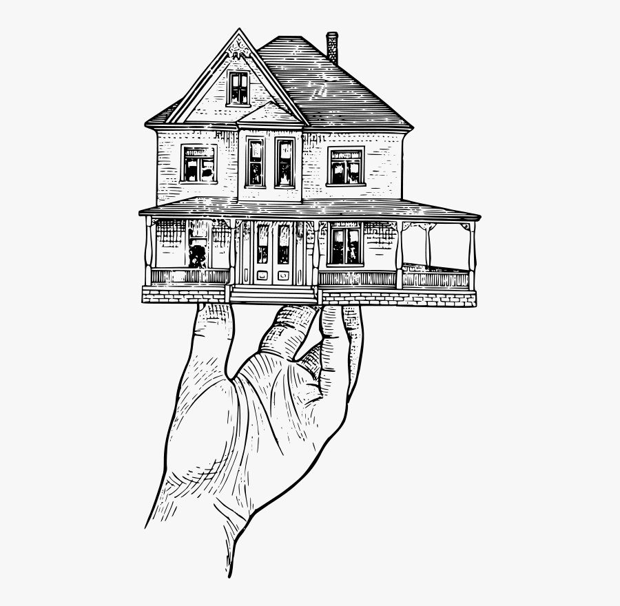 Line Art,monochrome,angle - House Clipart Hand, Transparent Clipart