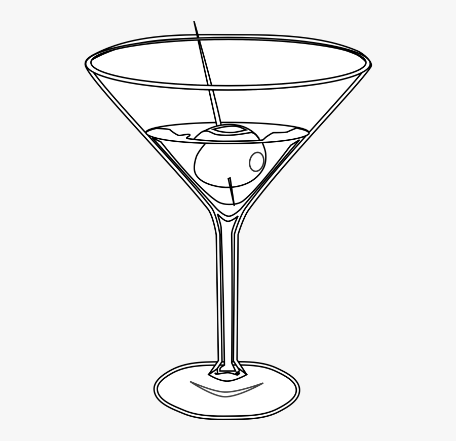Food Martini Martini Black White Line Art 555px - Martini Glass, Transparent Clipart