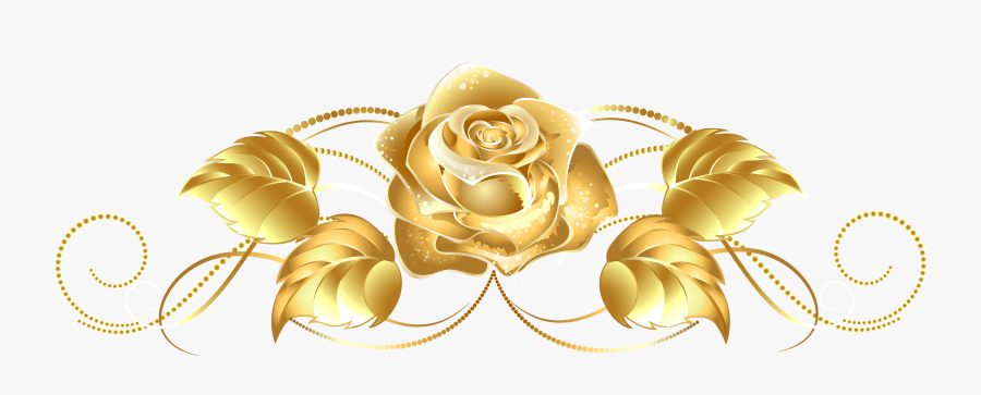 Clip Art Gold Flower Border - Gold Rose Clip Art, Transparent Clipart